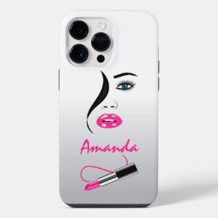 Face Pink Lipstick Kiss Mirror Cool Makeup Artist iPhone 14 Pro Max Case