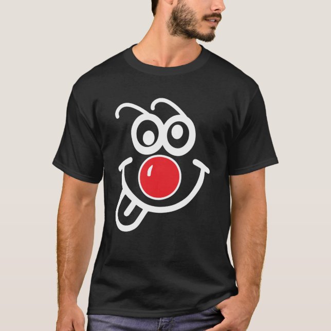 Face Red Nose Glasses No Nose Celebrate Nose Happy T-Shirt (Front)