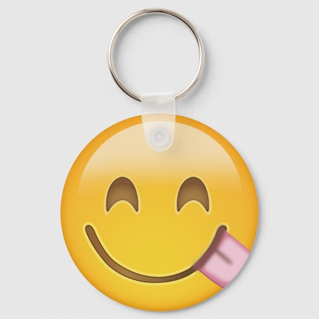 Face Savoring Delicious Food Emoji Key Ring (Front)