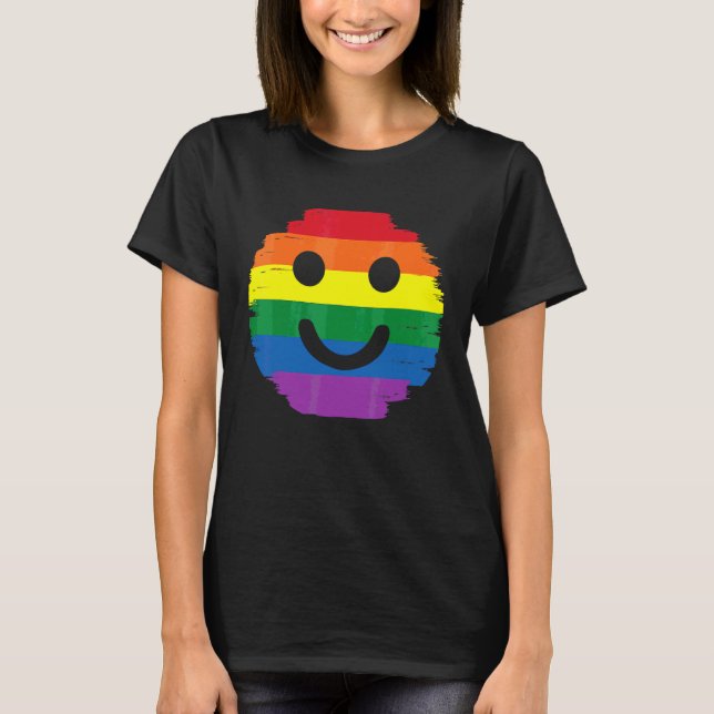 Face Smile Rainbow Cool Lgbt Pride   Human T-Shirt (Front)