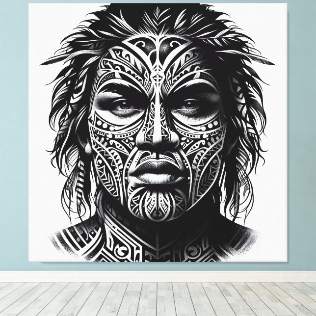 Face Tattoo Canvas Print (Insitu(Wood Floor))
