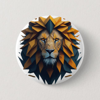 Face the Edge: Geometric Lion Tee 6 Cm Round Badge