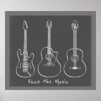 Face the music pun Retro guitar trio