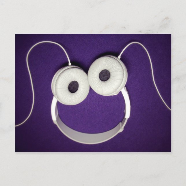 Face The Music with Happy Headphones Postcard (Front)