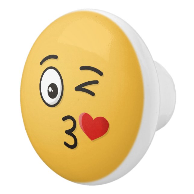 Face Throwing a Kiss Ceramic Knob (Right)
