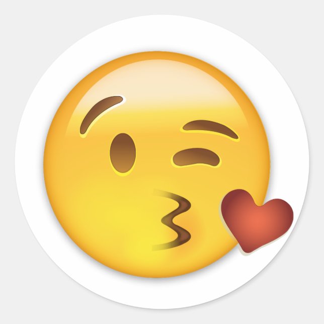 Face Throwing A Kiss Emoji Classic Round Sticker (Front)