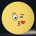 Face Throwing a Kiss Ping Pong Ball<br><div class="desc">A kissing emoji. One eye is open,  the other is winking. A heart is shown leaving the kissing mouth.</div>
