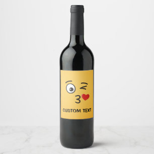 Face Throwing a Kiss Wine Label