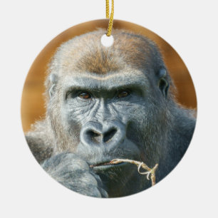 Face-to-Face with a Gorilla Ceramic Tree Decoration