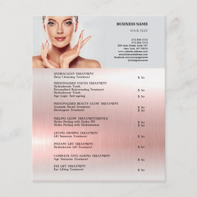 FACE TREATMENTS Beauty Salon 4.5"x5.6" Flyer (Front)