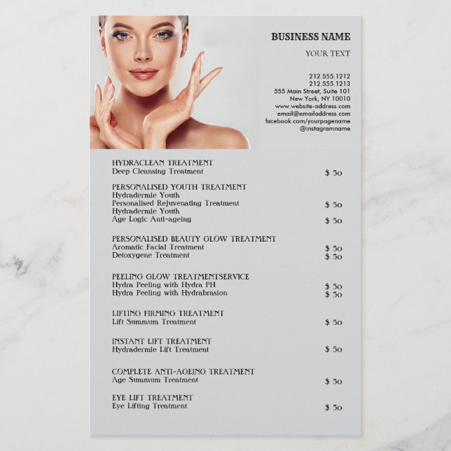 FACE TREATMENTS Beauty Salon flyer (Front)