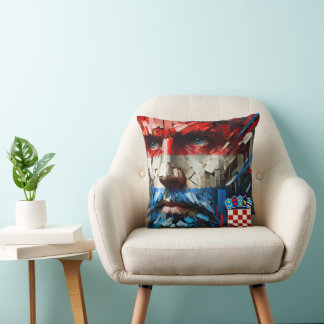 Face vibrant colors of the Croatian flag Cushion