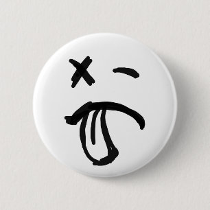 Face with Black Eye and Tongue Sticking Out 6 Cm Round Badge