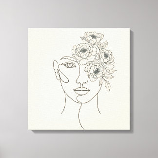 Face with Blooming Flowers Canvas Print