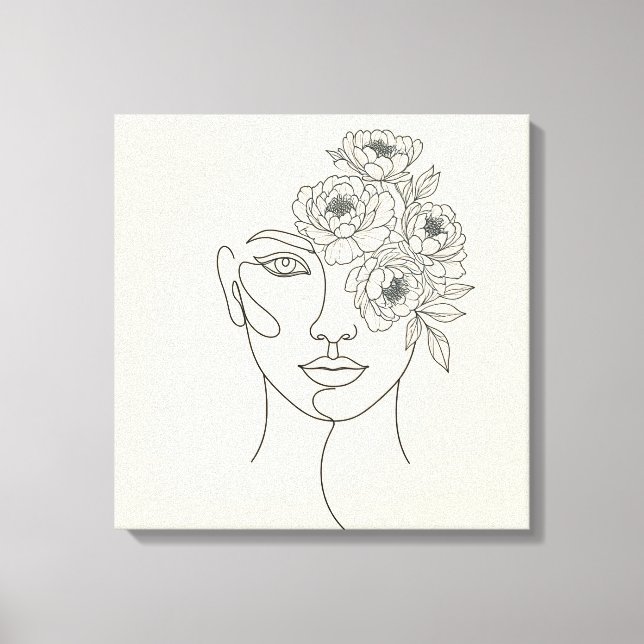  Face with Blooming Flowers  Canvas Print (Front)