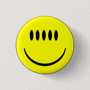 Face With Five Eyes Funny Button Badge