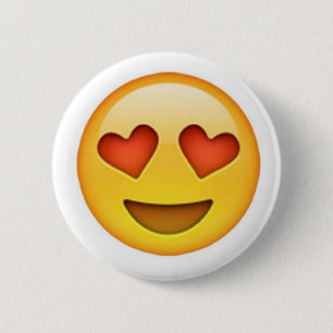 Face with heart shaped eyes emoji sticker 6 cm round badge