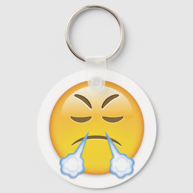 Face With Look Of Triumph Emoji Key Ring (Front)