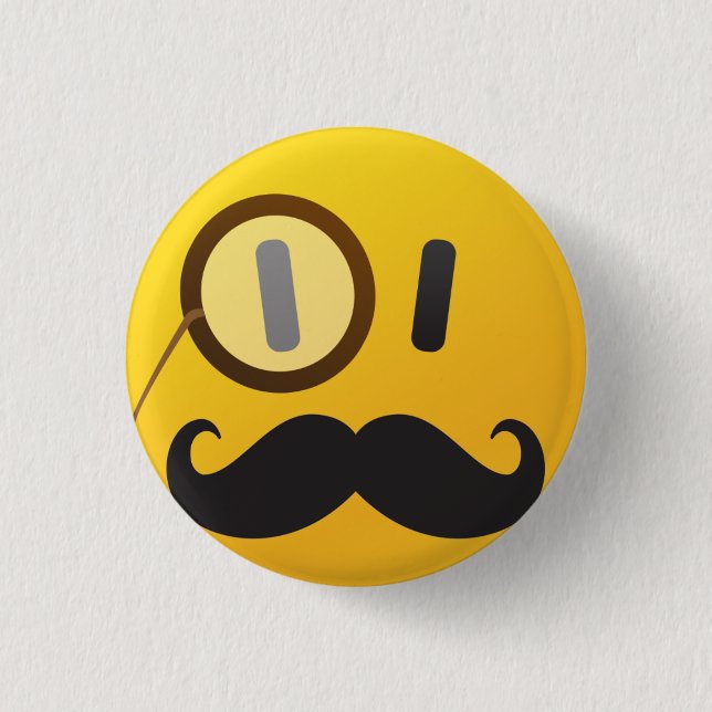 face with moustache 3 cm round badge (Front)