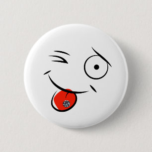 Face with Pierced Tongue Button