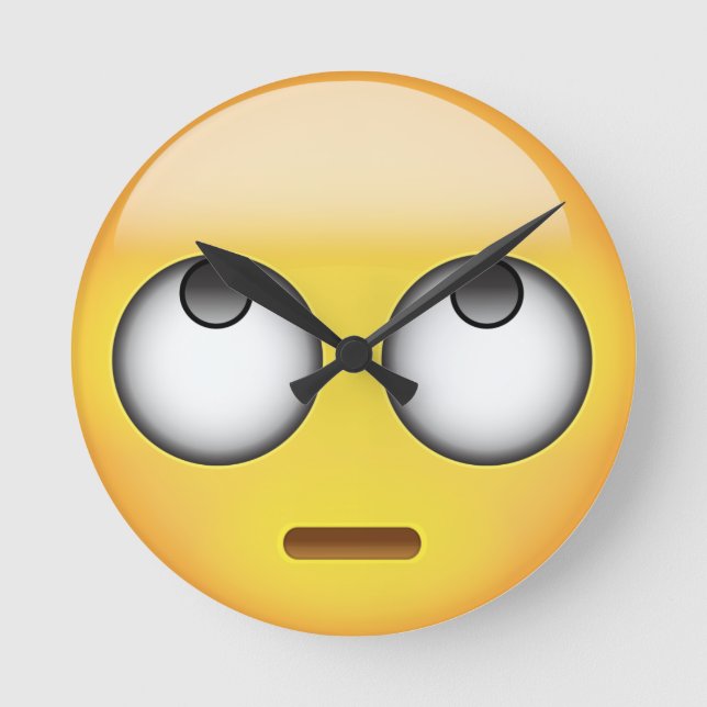 Face With Rolling Eyes Emoji Round Clock (Front)