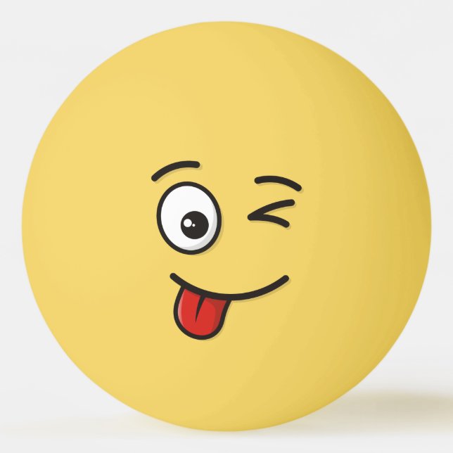 Face with Stuck-Out Tongue and Winking Eye Ping Pong Ball (Front)