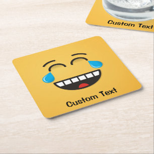 Face With Tears of Joy Square Paper Coaster