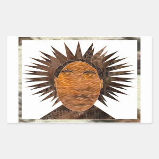 Face with wild hair. rectangular sticker