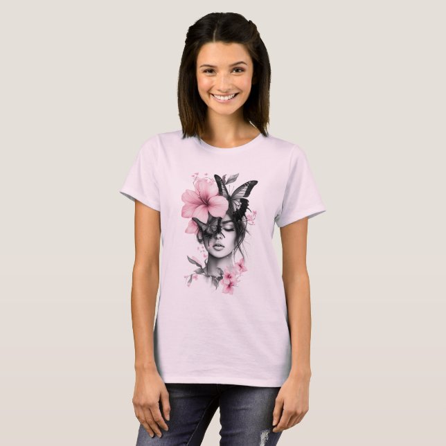 face woman butterfly T-Shirt (Front Full)