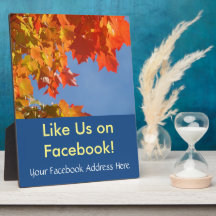 Facebook Address Here sign Like Us Autumn Leaves