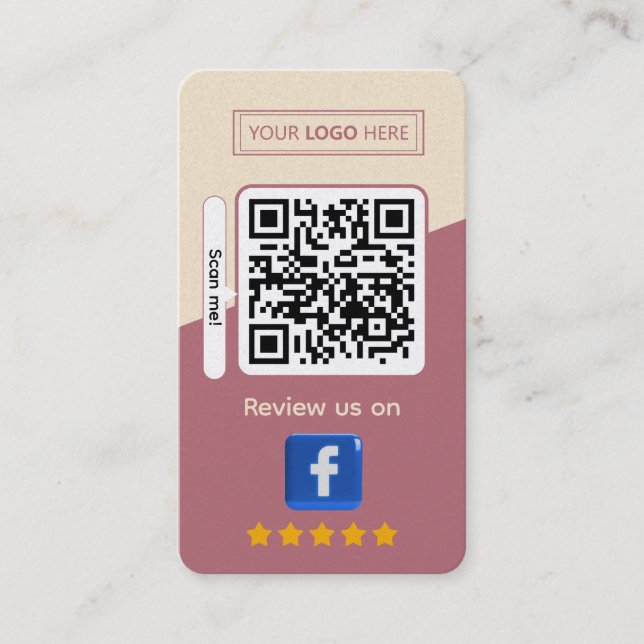 Facebook Business Review with QR Code Card (Front)