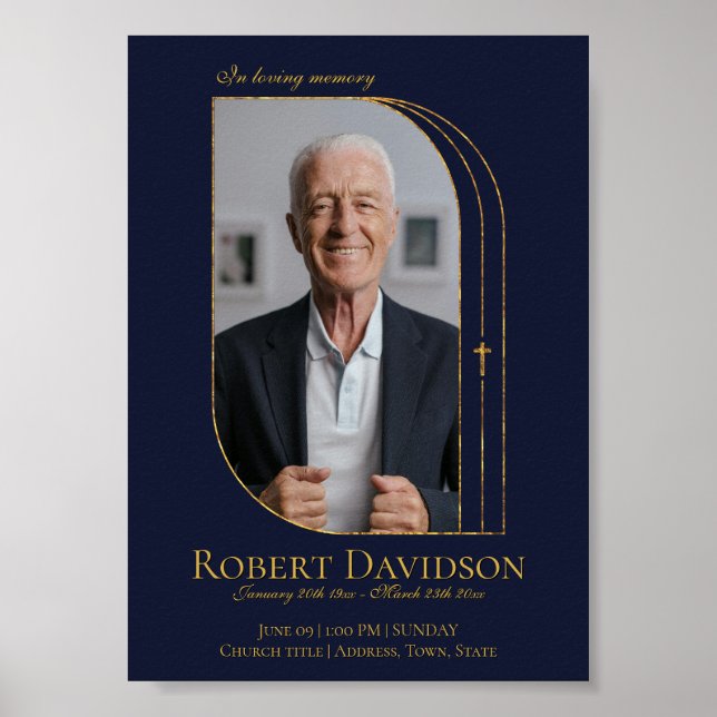 Facebook Funeral Announcement Post Deep Blue Poster (Front)