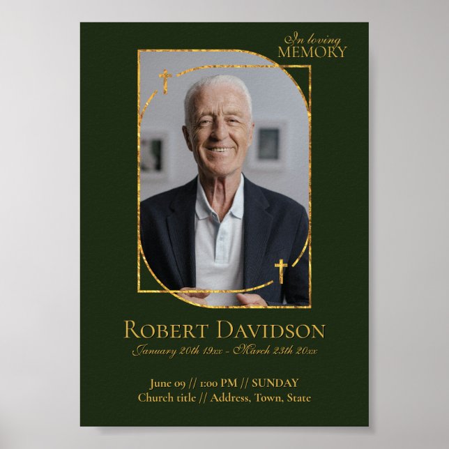 Facebook Funeral Announcement Post Deep Green Poster (Front)