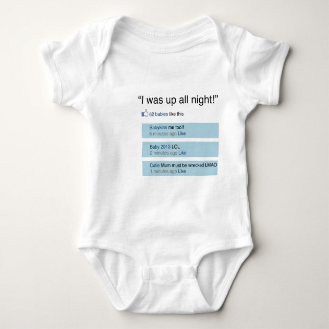 Facebook Inspired Romper for Sleepless Bubs! Baby Bodysuit (Front)