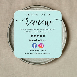 Facebook Instagram Logo Leave Us A Review Tropical Square Business Card