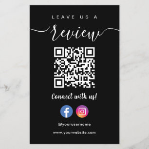 Facebook Instagram Qr Code Leave Us A Review Black Flyer