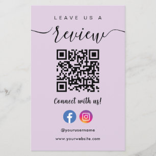 Facebook Instagram Qr Code Leave Us A Review Flyer