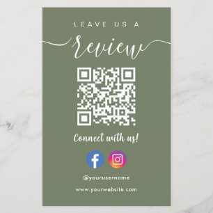 Facebook Instagram Qr Code Leave Us A Review Flyer