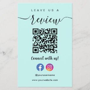 Facebook Instagram Qr Code Leave Us A Review Flyer