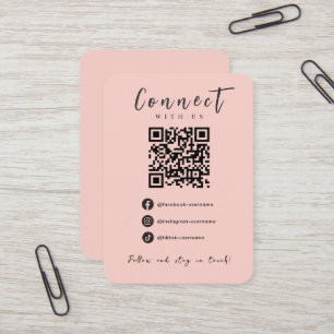 Facebook Instagram Tiktok Blush Pink QR Code Business Card