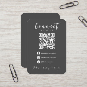 Facebook Instagram Tiktok Charcoal Grey QR Code Business Card