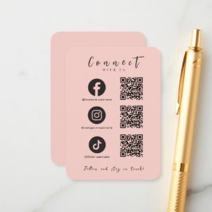 Facebook Instagram Tiktok QR Code Blush Pink Enclosure Card