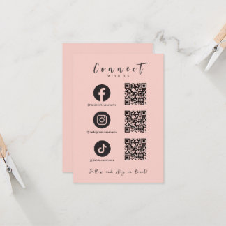 Facebook Instagram Tiktok QR Code Blush Pink Invitation