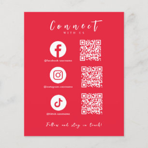 Facebook Instagram Tiktok QR Code Modern Red Flyer