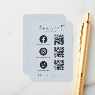 Facebook Instagram Tiktok QR Code Soft Navy Enclosure Card