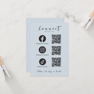 Facebook Instagram Tiktok QR Code Soft Navy Invitation