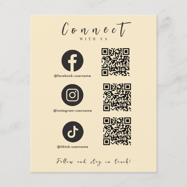 Facebook Instagram Tiktok QR Code Trendy Groovy Flyer (Front)