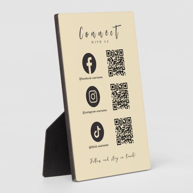 Facebook Instagram Tiktok QR Code Trendy Groovy Plaque (Side)