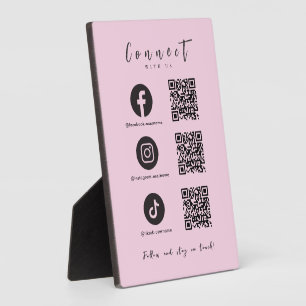 Facebook Instagram Tiktok QR Code Trendy Pink Plaque