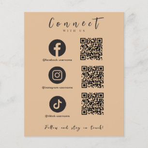 Facebook Instagram Tiktok QR Code Trendy Rustic Flyer